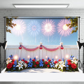 Lofaris America Sparklers Floral Independence Day Backdrop